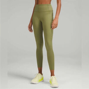 Lululemon Fast and Free 25” Bronze Green High Rise Tight